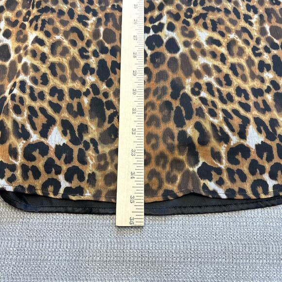 Y2K Sheer Leopard Belted Mini Dress M Layered Slip Lined Party‎ Glam Express - Picture 7 of 9